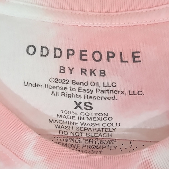 *NWT* ODD PEOPLE Blondie Pink/White Tie Dye Cropped Tee, size XS - Picture 3 of 4
